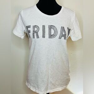 J Crew Mercantile collectors Tee Friday White T shirt 100% cotton Size Small EUC